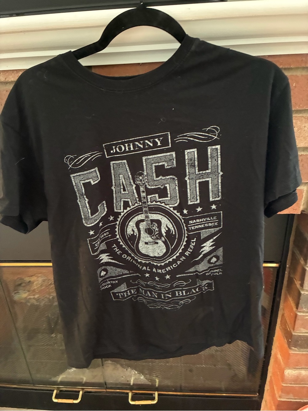 Johnny Cash Graphic Black Men's T-Shirt Large
